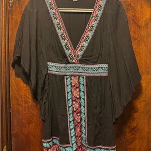 Nina Black Dress with Vibrant Embroidery
